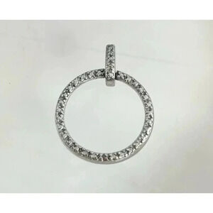 Circular Gemstone Inlaid Sterling Silver Minimalist Vintage Pendant